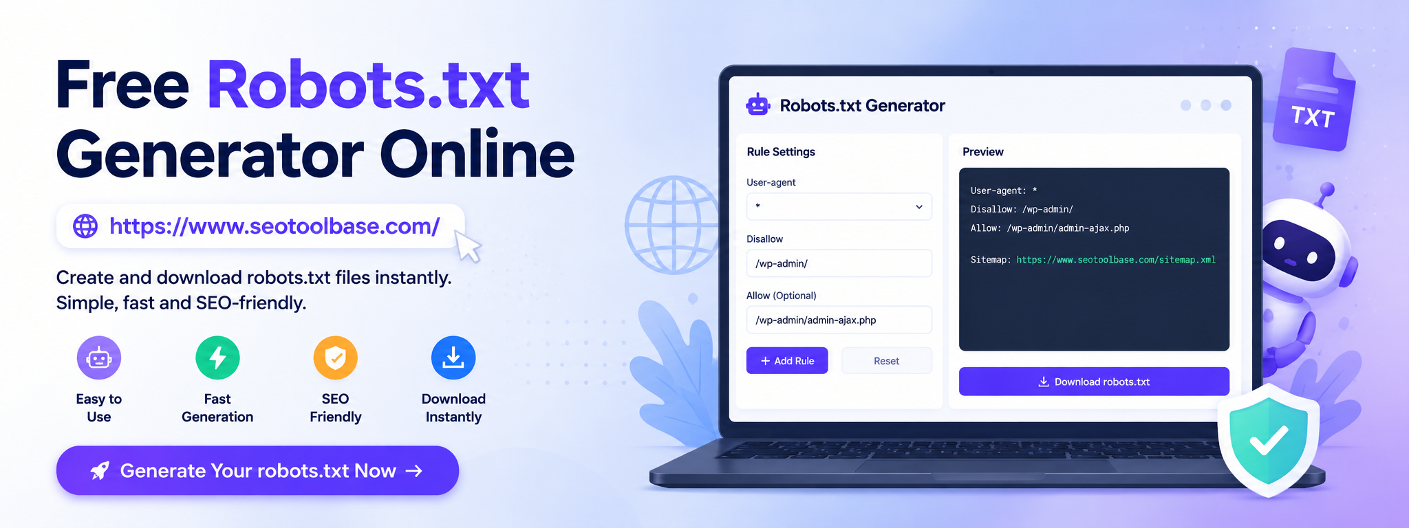 Free Robots.txt Generator Online – Create Your File in 60 Seconds